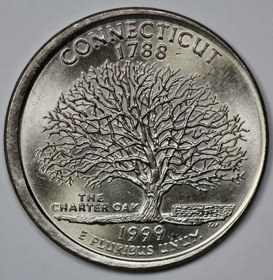 1999-D Connecticut 25c State Quarter Error Struck out of Collar - Image 1 of 3