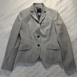 J. Blazer Crew Mujer Talla 2 Gris Claro Chaqueta 2 Botones Shell 100% Lana Logo - Imagen 1 de 7