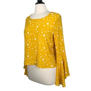 NEU Lord & Taylor Design Lab gelb weiß Sternenmuster Glockenärmel Oberteil Small - Bild 1 von 9