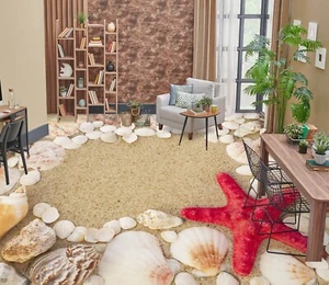 3D Conch Starfish K1225 Floor WallPaper Murals Wallpaper Mural Print Panda 2023 - Picture 1 of 11