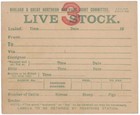 Railway Goods Wagon Livestock Label, Midland & Great Northern Joint Committee