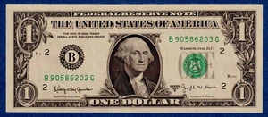 USA $1 Series 1963B P-443c - aUNC Banknote B90586203G ( New York) - Picture 1 of 2