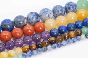 Cuentas sueltas redondas de piedras preciosas de 7 chakras naturales grado AAA 4-5/6/8-9/10/11-12 MM - Imagen 1 de 8