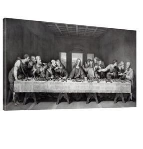Black White Last Supper Canvas Wall Art -Large Jesus Lord Supper Poster Art W... - Picture 1 of 6
