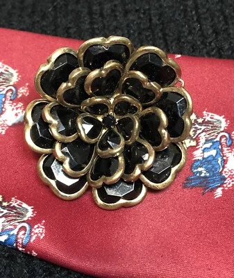 Vintage Costume Jewelry Ring Fun Sparkle Gold Tone Flower Boho 90s - Image 1 of 4
