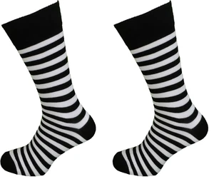 Mens 2 Pair Pack Black/White Thin Striped Retro Socks - Picture 1 of 1