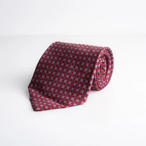 Polo University Ralph Lauren Mens Red Geometric Wide Tie Square Print - Picture 1 of 4