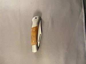 New! Pocket Knife Stainless Steel 3 in Blade Wood Handle  - Picture 1 of 6
