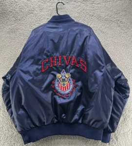 Vintage Reversible Chivas de Guadalajara Satin Bomber Jacket – Red/Blue – Size L - Picture 1 of 12