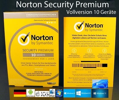 Norton Security Premium Vollversion Box 10 Geräte inkl. Antivirus OVP NEU - Bild 1 von 4