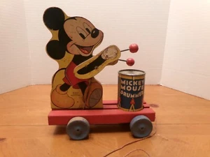 FISHER PRICE PULL TOY 1941 ORIGINAL MICKEY MOUSE 476 DRUMMER - Picture 1 of 12