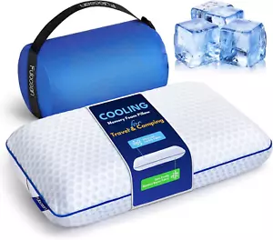 Cooling Memory Foam Travel Pillow, Contoured Support, Medium Firm, Small Size - Picture 1 of 12
