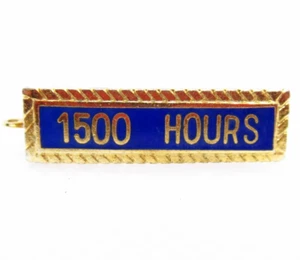 Pin de servicio 1500 horas barra tono dorado esmalte azul vintage reconocimiento de premio - Imagen 1 de 7