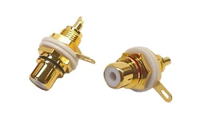 2x Cinch-Buchse Einbaubuchse RCA Buchse vergoldet 24k High-End - Bild 1 von 3
