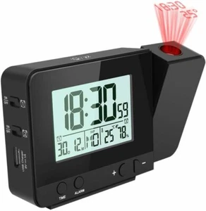 LCD Digital Dimmable Projection Alarm Clock Temperature Hygrometer Projector - Picture 1 of 12