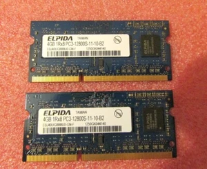 2 X 4GB ELPIDA 1Rx8 PC3-12800S-11-10-B2 1600MHZ DDR3 LAPTOP MEMORY - TESTED - Picture 1 of 1