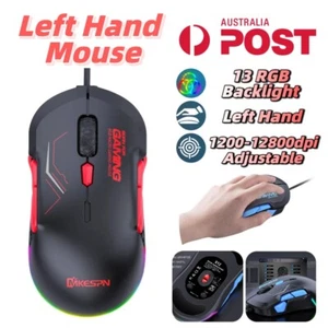 MKESPN Wired Gameing Mouse Left Hand RGB Backlight USB PC 12800DPI Adjustable AU - Picture 1 of 15