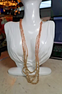 Avon Sea & Sky Multistrand Rosa & Silber Ton Perlen Halskette 21 Zoll - Bild 1 von 5