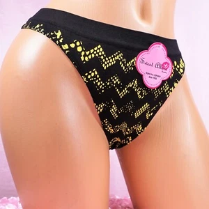 Soft Stretch Nylon Thong Yellow Chevron 6 Colors! Truly Unisex Sissy Panties OS - Picture 1 of 12