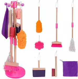 Kids Cleaning Set 8 Piece, Detachable Toys for Toddlers, Broom Dustpan Mop Brush - Picture 1 of 13