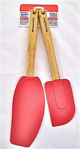 🎁 KitchenAid EMPIRE RED Bamboo Silicone Mixing Spatula MIXER BOWL SCRAPER 🎁 - Picture 1 of 7