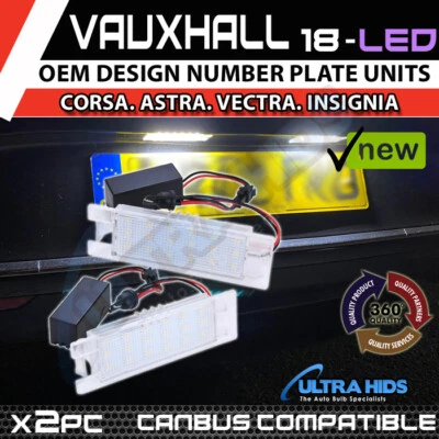 2x Vauxhall Ampera Corsa E MK4 Meriva B MK2 Astra K MK7 LED Number Plate Lights - Image 1 of 4