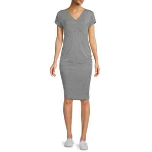 Oh! Mamma Maternity Dress Women's Large Heather Gray Rayon Stretch Wrap Nursing - Picture 1 of 3