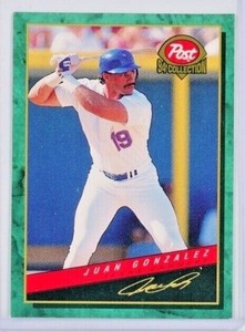 1994 Post Cereal Baseball Card #3 of 30 Juan Gonzalez - Texas Rangers SHIPS FREE