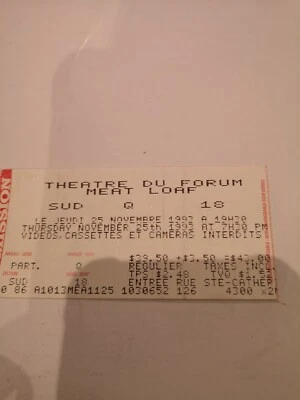 MEAT LOAF RARE CONCERT TICKET STUB MONTREAL. FORUM NOV 23 1993 - Image 1 of 4