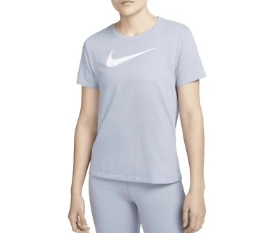 Nike женщин Dri-FIT Swoosh футболка в индиго дымка/белый, размер: M и L, FD2884-519 - Изображение 1 из 4