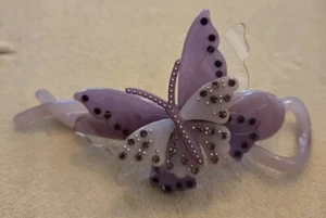 Hand Made Hair Jewelry Sparkly Butterfly Celluloid Hair Barrettes, Puple - Picture 1 of 3