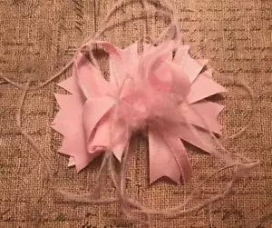 Light Pink Feather Hair Bow 5" - Picture 1 of 1
