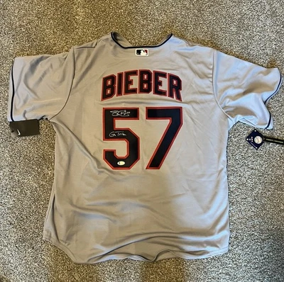 Shane Bieber Signed Guardians Nike Jersey Majestic Authentic Beckett COA Script! - Image 1 of 4