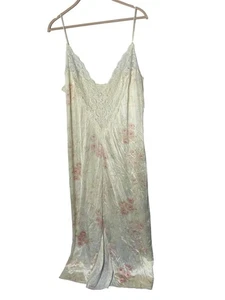 Vintage Vassarette Night Gown Beige Floral & Lace Size L - Picture 1 of 3