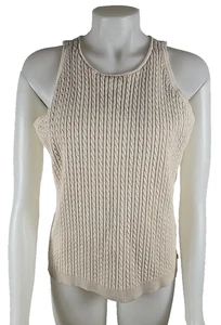 Vtg NOS - 2002 Tommy Hilfiger Beige Cable Knit Tank Sweater w/Built in Bra XL - Picture 1 of 5