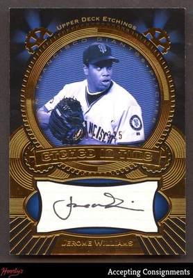 2004 Upper Deck Etchings Etched in Time Черный #JW Джером Уильямс АВТОГРАФОМ 0502/1325 - Изображение 1 из 2