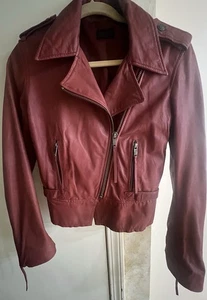 Women’s Diesel Leather Oxblood Moto Jacket. Size: S Excellent Condition, Used - Picture 1 of 14
