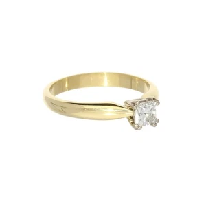 18ct Yellow Gold Princess Cut 0.42ct Diamond Engagement Ring - Picture 1 of 7