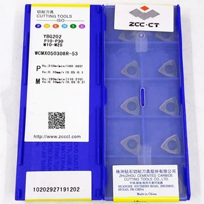10 piezas WCMX050308R-53 YBG202 ZCC.CT Herramientas Hoja CNC Insertos de Carburo Original Foto 1 de 2