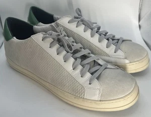 P448 John Men’s Low-Top Sneakers White Green Size 44 Size 10.5 - Picture 1 of 8