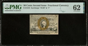 1863 Second Issue 50 Cents Fractional Currency Note FR# 1318 Civil War PMG UNC62 - Picture 1 of 6