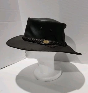 The Australian Bush Co. Premium brauner Lederhut Größe XL geflochtenes Lederband - Bild 1 von 7
