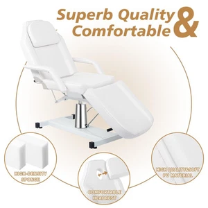 Height Adjustable Hydraulic Massage Table Salon Tattoo Beauty Bed Facial Spa Bed - Picture 1 of 13