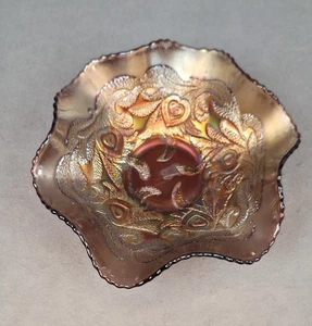Ciotola cuore e vite vetro carnevale vintage Fenton base ametista colore imperfezioni - Foto 1 di 12