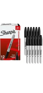 12 SHARPIE Sanford SCHWARZ feine Spitze Permanentmarker 30001 071641300019 KOSTENLOSER VERSAND - Bild 1 von 1