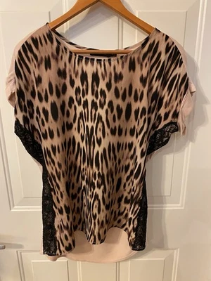 The Limited Women's Pink Animal Print & Lace Short Sleeve Dolman Blouse MEDIUM - Image 1 of 4