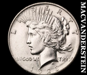 1926-D Peace Dollar - Almost Unc / Uncirculated Semi-key Better Date #D4236 - Picture 1 of 2