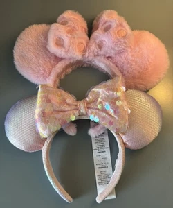 Disney Minnie Ears Headband Lot: Pink Fuzzy Furry Glitter Sequin Shanghai - Picture 1 of 5