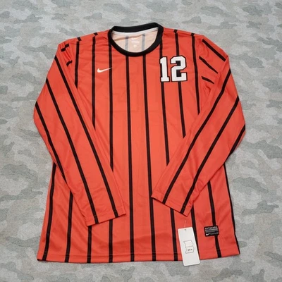 Camisa Nike Para Hombre Mediana Naranja Pullover Manga Larga Nueva Con Etiquetas A Rayas Foto 1 de 4