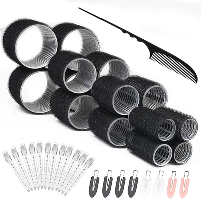 Lockenwickler Selbsthaftend Haar Rollers Schwarz 4 Größen 60mm 48mm 36mm 25mm Ju - Bild 1 von 4